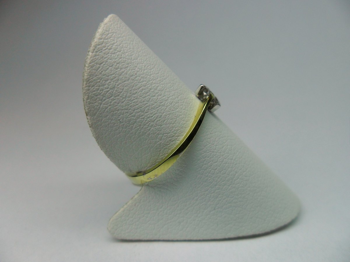 Gebogen V-Spleet Ring Smal Bicolor 0.08 crt.